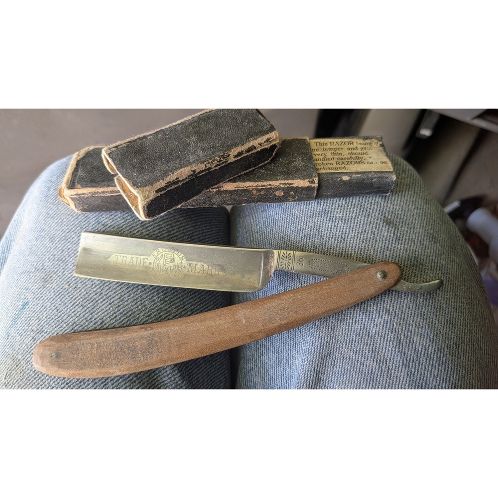 Vintage Krusius Brothers KB Extra 36 Straight Razor Solingen Germany with...